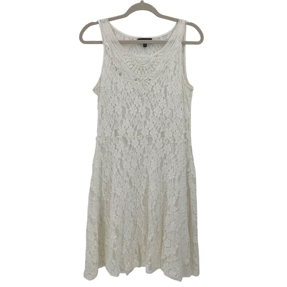 Womens‎ Size 10 Ivory Lace Dress Sleeveless Cottagecore Boho Bridal Romantic